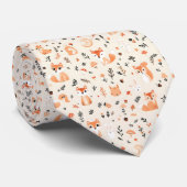 Schattigee Woodland Fox en Bunny Pattern op wit Stropdas (Opgerold)