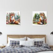Schattigee Woodland Fox in Flower Garden Print Set (Slaapkamer)