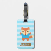 Schattigee Woodland Fox Kinder gepersonaliseerde B Bagagelabel (Achterkant verticaal)