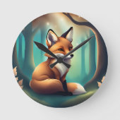 Schattigee Woodland Fox Nursery Room Ronde Klok (Voorkant)