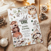 Schattigee Woodland Friends Wild Een 1e verjaardag Kaart