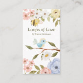 Schattigee Woodland Gebreide Bijen & Vogel Bloemen Visitekaartje (Voorkant)