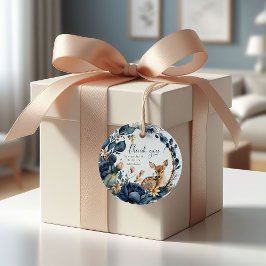 Schattigee Woodland Herten Blauwe Bloemen Bladeren Bedankjes Labels