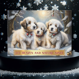 Schattigee Woodland Kerst Puppies Christelijk Feestdagenkaart