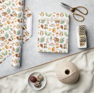 Schattigee Woodland Pattern Wrapping Paper Roll Cadeaupapier