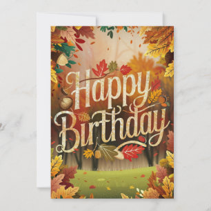 Schattigee Woodland Pumpkin Autumn Herfst Happy Bi Kaart