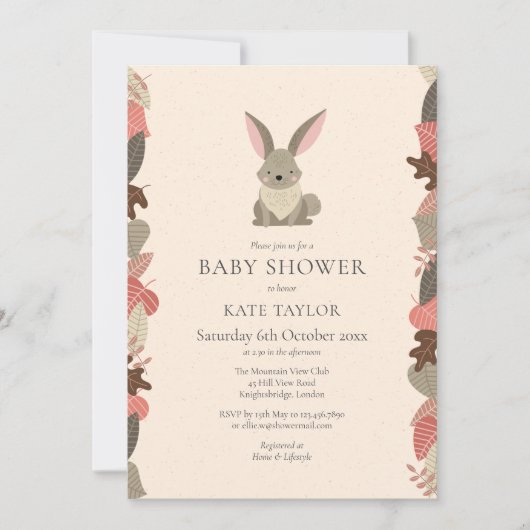 Schattigee Woodland Rabbit Baby shower Sprinkle Kaart (Voorkant)