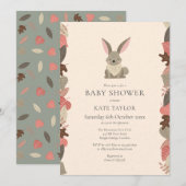 Schattigee Woodland Rabbit Baby shower Sprinkle Kaart (Voorkant / Achterkant)