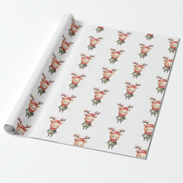 Schattigee Woodland Reindeer Christmas Elf Cadeaupapier