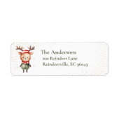Schattigee Woodland Reindeer Christmas Elf Etiket (Voorkant)