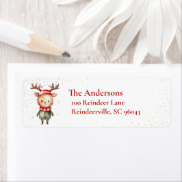 Schattigee Woodland Reindeer Christmas Elf Etiket