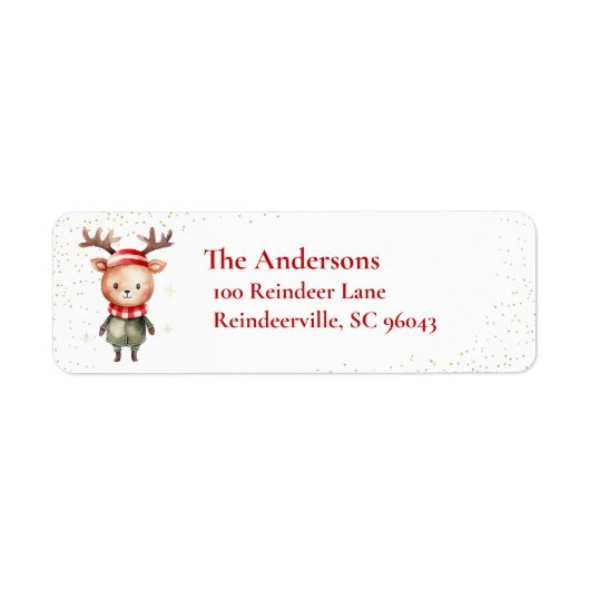 Schattigee Woodland Reindeer Christmas Elf Etiket (Voorkant)