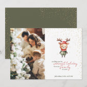 Schattigee Woodland Reindeer Christmas Elf Feestdagenkaart (Voorkant / Achterkant)