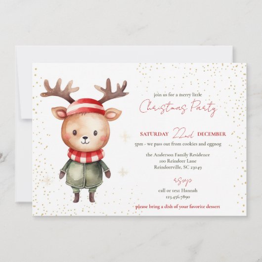 Schattigee Woodland Reindeer Christmas Elf Feestdagenkaart (Voorkant)