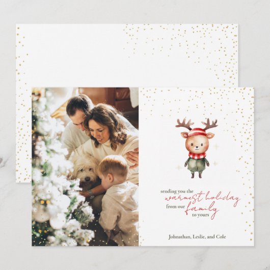 Schattigee Woodland Reindeer Christmas Elf Feestdagenkaart (Voorkant / Achterkant)