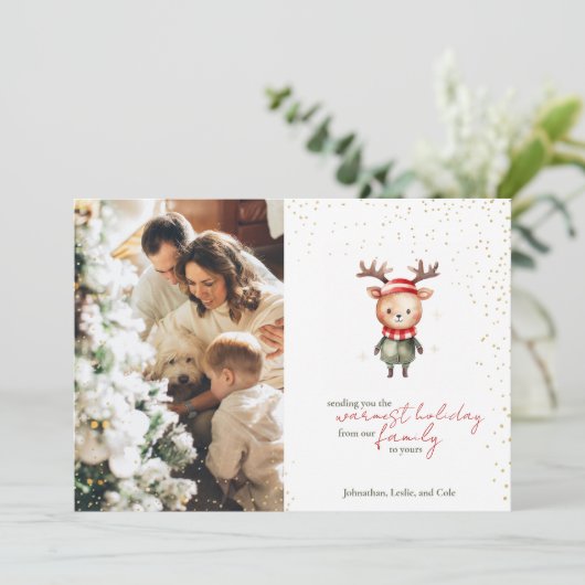 Schattigee Woodland Reindeer Christmas Elf Feestdagenkaart (Staand voorkant)