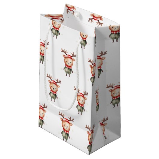 Schattigee Woodland Reindeer Christmas Elf Klein Cadeauzakje (Voorkant Gekanteld)