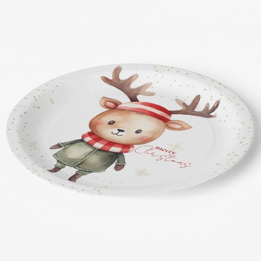 Schattigee Woodland Reindeer Christmas Elf Papieren Bordje (Gekanteld)