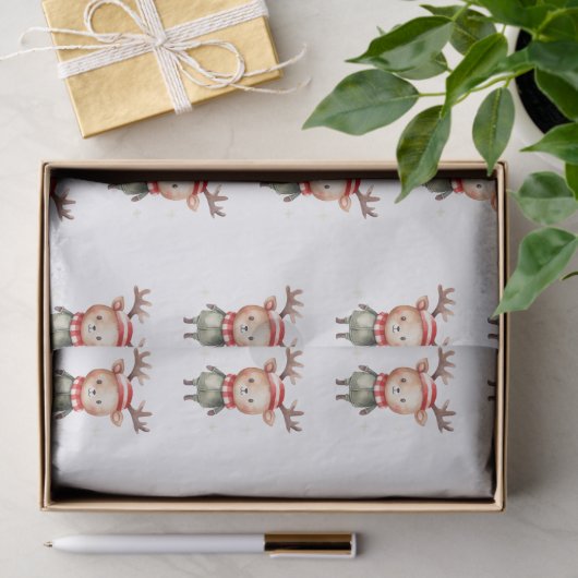 Schattigee Woodland Reindeer Christmas Elf Tissuepapier (Geschenk)