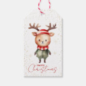Schattigee Woodland Rendier Christmas Elf Sticker Cadeaulabel (Voorkant)