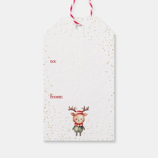 Schattigee Woodland Rendier Christmas Elf Sticker Cadeaulabel (Achterkant)