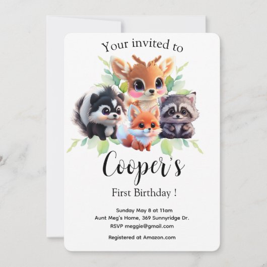 Schattigee Woodland vrienden vos stinkdier wasbeer (Voorkant)