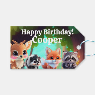 Schattigee Woodland vrienden vos stinkdier wasbeer Cadeaulabel