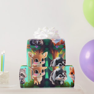 Schattigee Woodland vrienden vos stinkdier wasbeer Cadeaupapier