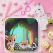 Schattigee Woodland vrienden vos stinkdier wasbeer Papieren Bordje (Feest)