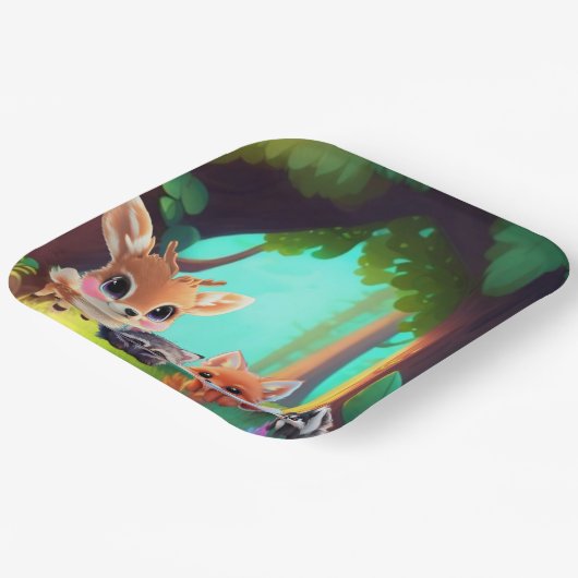 Schattigee Woodland vrienden vos stinkdier wasbeer Papieren Bordje (Gebogen)