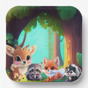Schattigee Woodland vrienden vos stinkdier wasbeer Papieren Bordje