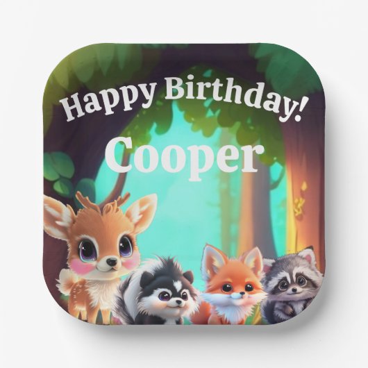 Schattigee Woodland vrienden vos stinkdier wasbeer Papieren Bordje (Voorkant)