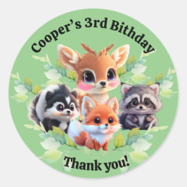 Schattigee Woodland vrienden vos stinkdier wasbeer Ronde Sticker