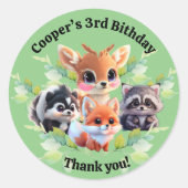Schattigee Woodland vrienden vos stinkdier wasbeer Ronde Sticker (Voorkant)