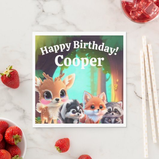 Schattigee Woodland vrienden vos stinkdier wasbeer Servet (Insitu)