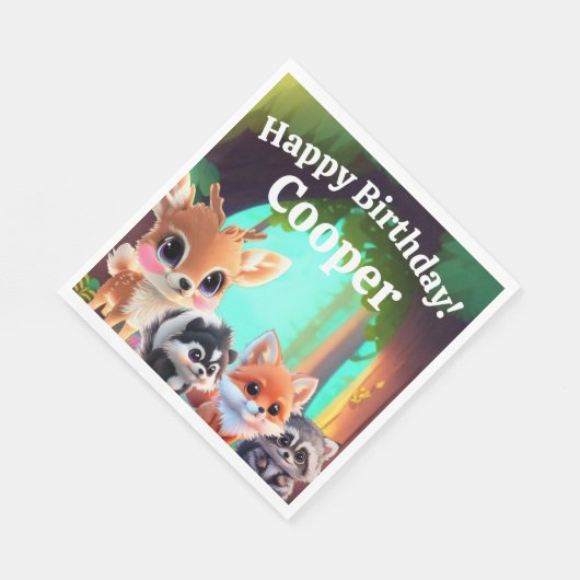 Schattigee Woodland vrienden vos stinkdier wasbeer Servet (Hoek)