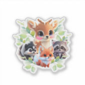 Schattigee Woodland vrienden vos stinkdier wasbeer Sticker (Voorkant)