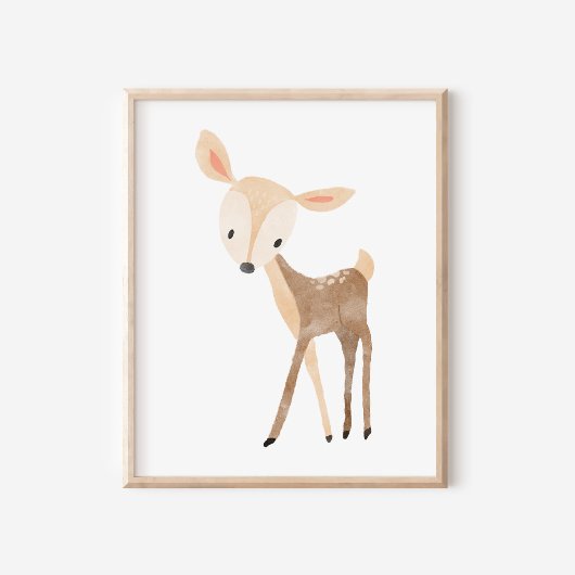 Schattigee Woodland Waterverf Deer Nursery Art Poster
