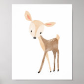 Schattigee Woodland Waterverf Deer Nursery Art Poster (Voorkant)