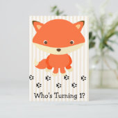 Schattigee Woodlands Fox 1st Birthday Party Invita Kaart (Staand voorkant)