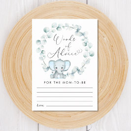 Schattigee Woorden van Advies Olifant Baby Jongens Informatiekaartje