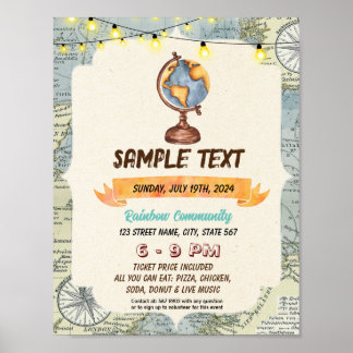 Schattigee World wereldbol thema flyer Poster