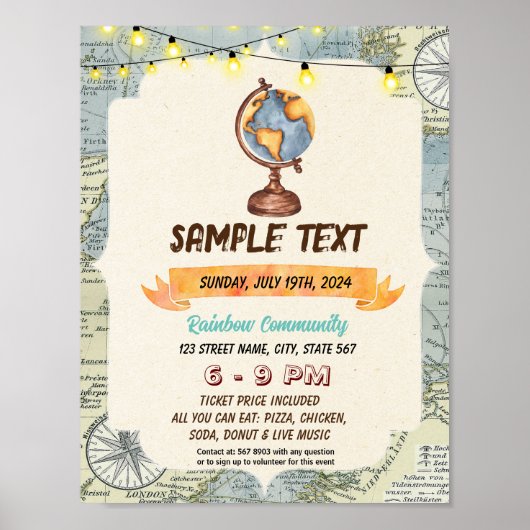 Schattigee World wereldbol thema flyer Poster (Voorkant)