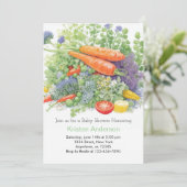 Schattigee Wortel en Tomaat Baby shower Kaart (Staand voorkant)