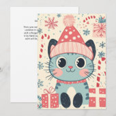 Schattigee Xmas Cat Candy Cane Gifts Aangepaste Te Feestdagenkaart (Voorkant / Achterkant)