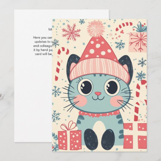 Schattigee Xmas Cat Candy Cane Gifts Aangepaste Te Feestdagenkaart (Voorkant / Achterkant)