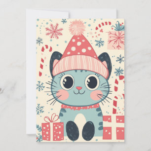 Schattigee Xmas Cat Candy Cane Gifts Aangepaste Te Feestdagenkaart