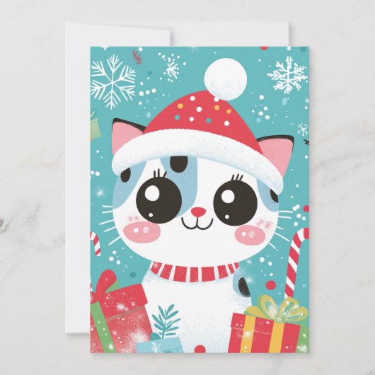 Schattigee Xmas Cat Candy Cane Gifts Aangepaste Te Feestdagenkaart (Voorkant)