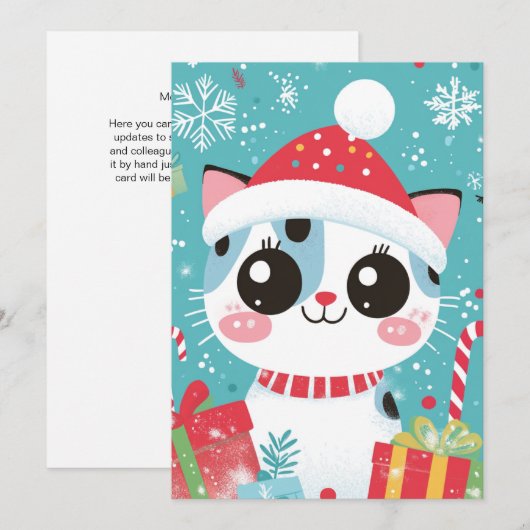 Schattigee Xmas Cat Candy Cane Gifts Aangepaste Te Feestdagenkaart (Voorkant / Achterkant)