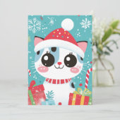 Schattigee Xmas Cat Candy Cane Gifts Aangepaste Te Feestdagenkaart (Staand voorkant)